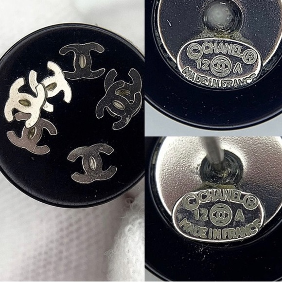 Authentic Chanel Black Stud Earrings - Picture 2 of 6